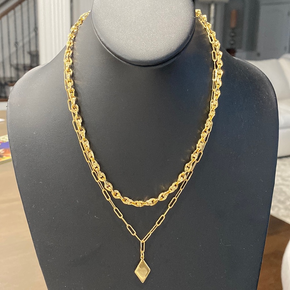 Sterling Forever Two Layer Chain & Charm Necklace - image 1